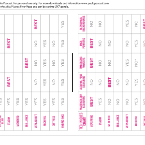 Paula Pascual - Tsukineko ink pads guide Technique and surface Charts